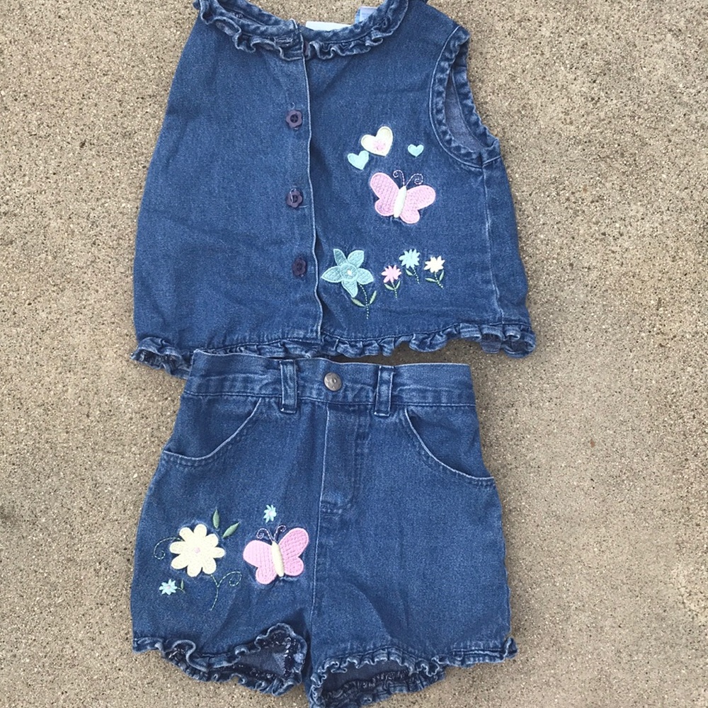 Two-Piece Denim Short and Tank Outfit